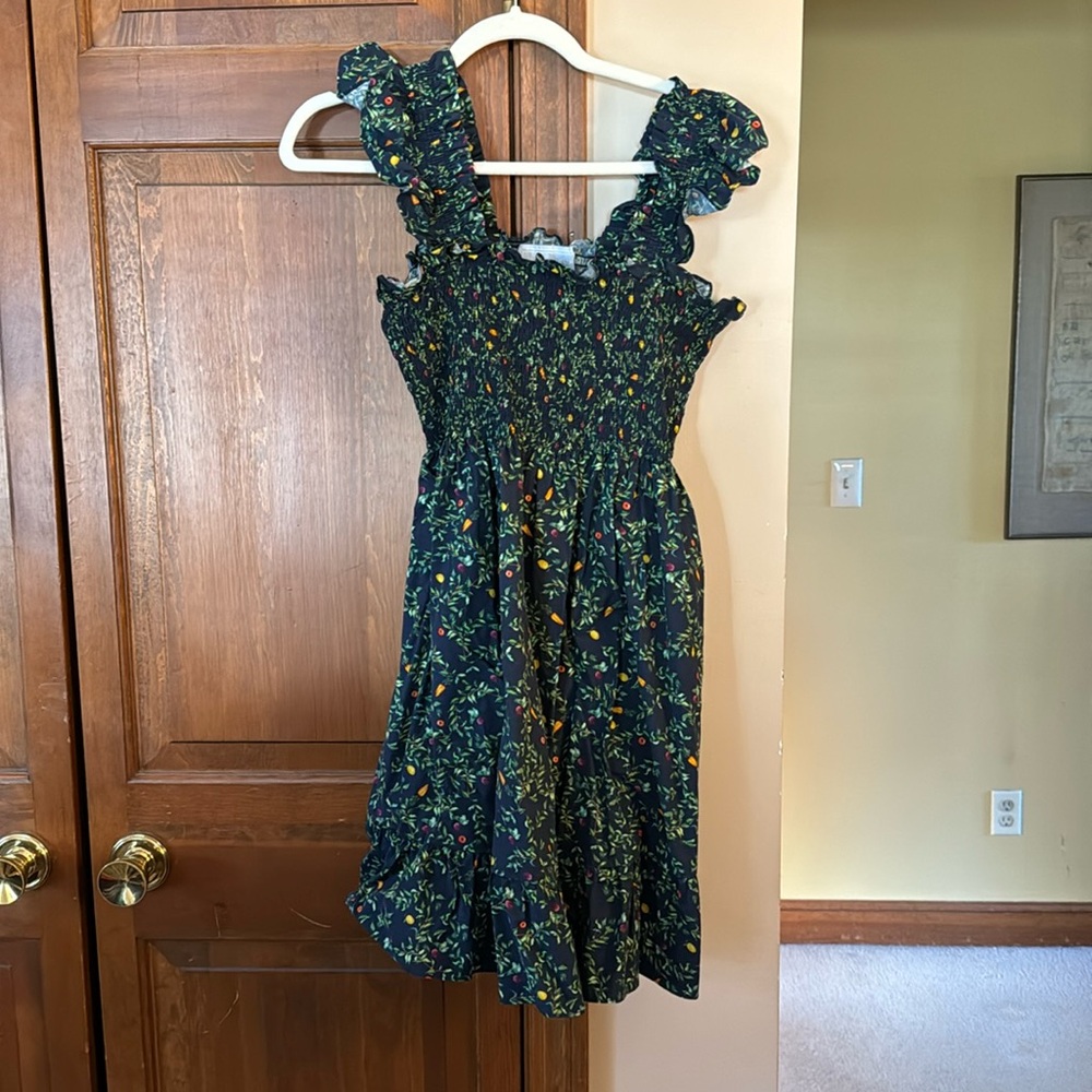 Hill House Elizabeth Nap Dress - Midnight Garden Poplin, size Medium